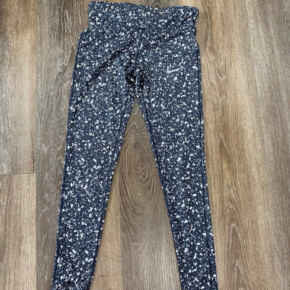 Nike Womens Black & White Abstract Print Dri-Fit Leggings With Zipper Pocket MED - Picture 1 of 6
